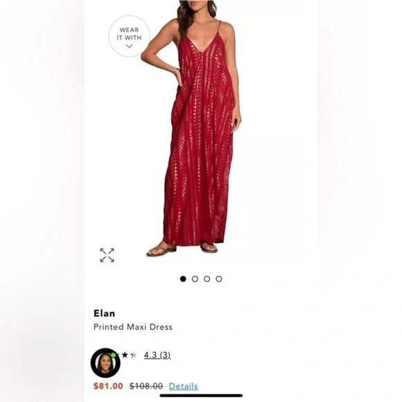 ELAN INTL❣️NWT$91 Gorgeous Bohemian Boho Red Cleo Maxi Dress - Picture 5 of 16